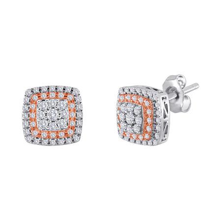3/8 Ct. T.w. Diamond Two-tone Frame Stud Earrings
