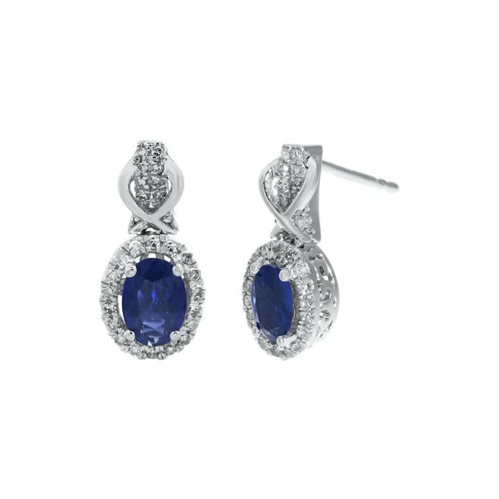 1/4 Ct. T.w. Diamond And Genuine Sapphire 10k White Gold Drop Earrings
