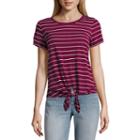 A.n.a Short Sleeve Scoop Neck Stripe T-shirt-womens