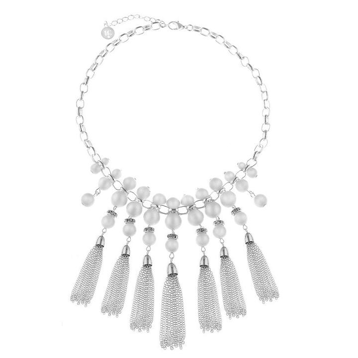 Liz Claiborne Womens White Statement Necklace