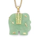Genuine Jade Elephant Pendant Necklace 14k/sterling Silver