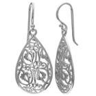 Silver Reflections Silver Plated Filigree Pure Silver Over Brass Pear Drop Earrings