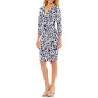 Liz Claiborne 3/4 Sleeve Abstract Sheath Dress