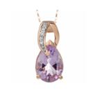 Genuine Amethyst And Diamond-accent 10k Rose Gold Drop Pendant Necklace