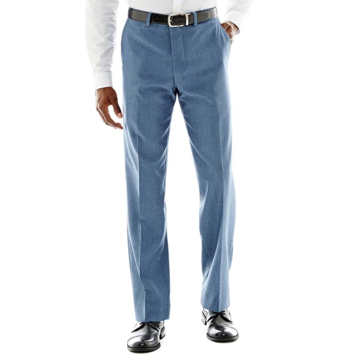 Jf J. Ferrar Medium Blue End-on-end Suit Pants-slim Fit