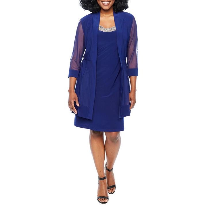 R & M Richards Sleeveless Embellished Shift Dress-petites