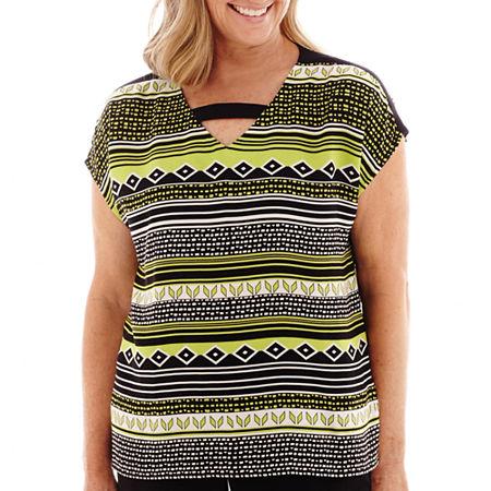 Alfred Dunner Morocco Short-sleeve Geo-print Biadere Blouse