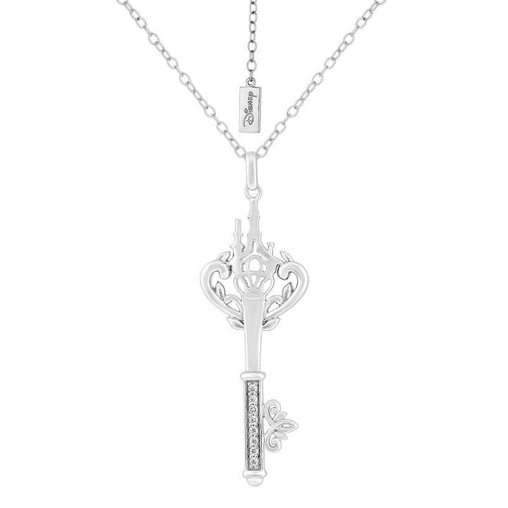Enchanted Disney Fine Jewelry Womens Diamond Accent Genuine White Diamond Keys Rapunzel Pendant Necklace