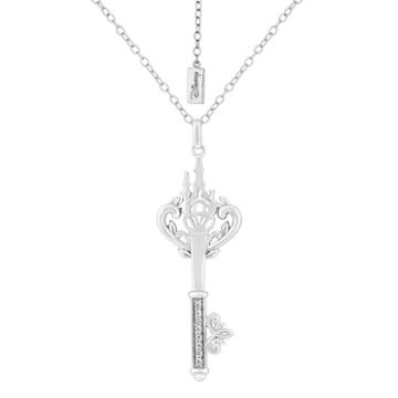 Enchanted Disney Fine Jewelry Womens Diamond Accent Genuine White Diamond Keys Rapunzel Pendant Necklace