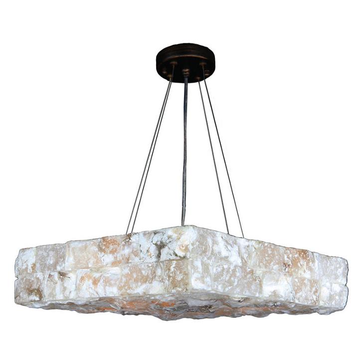 Pompeii Collection 5 Light Flemish Brass Finish And Natural Quartz Square Pendant 18 L X 18 W X 4h Medium