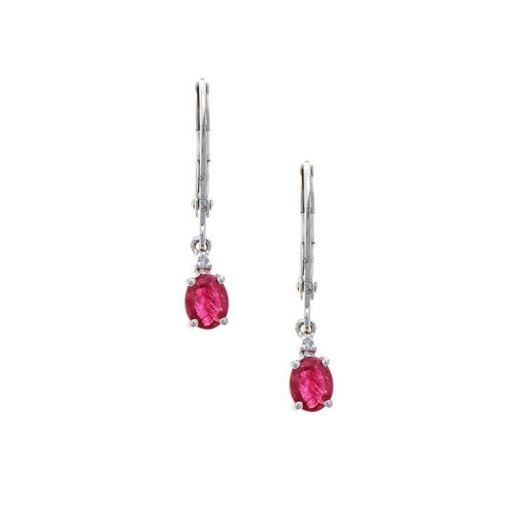 Limited Quantities Lead Glass-filled Oval Ruby 10k White Gold Drop Earrings