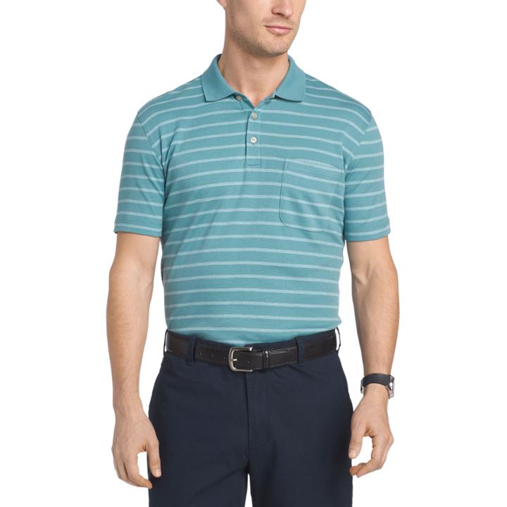 Van Heusen Short Sleeve Stripe Interlock Polo Shirt