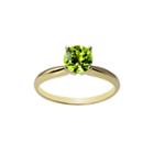 Womens Genuine Green Peridot 14k Gold Solitaire Ring