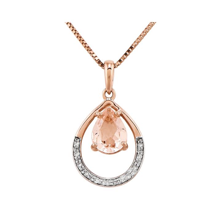 Genuine Morganite And Diamond Accent 14k Rose Gold Pendant Necklace