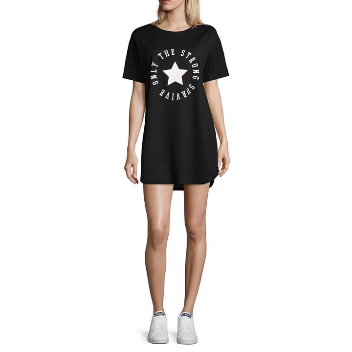 Flirtitude Short Sleeve Mesh Jersey Dress - Juniors