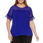 Worthington Short Sleeve Crew Neck Knit Blouse