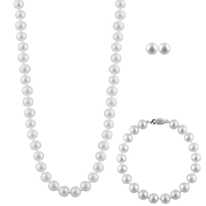 Womens 3-pc. White Sterling Silver Jewelry Set