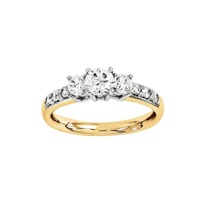 7/8 Ct. T.w. Diamond 14k Gold 3-stone Engagement Ring