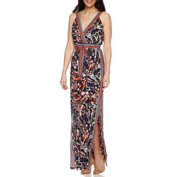 Signature By Sangria Sleeveless Tie-waist Maxi Dress - Petite