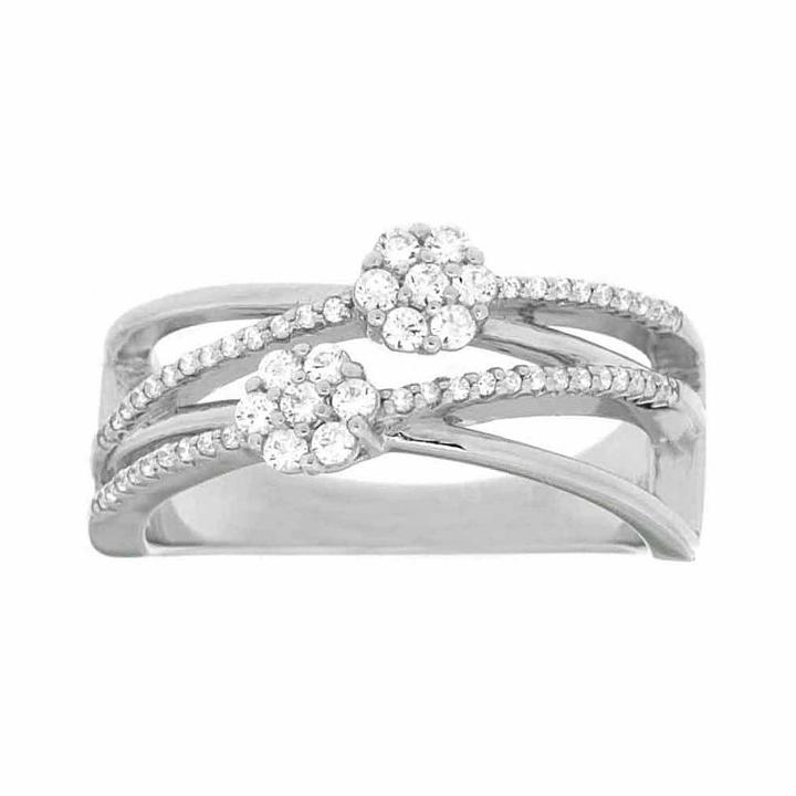 Diamond Blossom Womens 1/3 Ct. T.w. Genuine Diamond White Sterling Silver Cocktail Ring