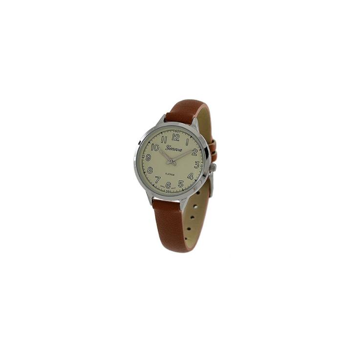 Geneva Platinum Womens Brown Strap Watch-5979