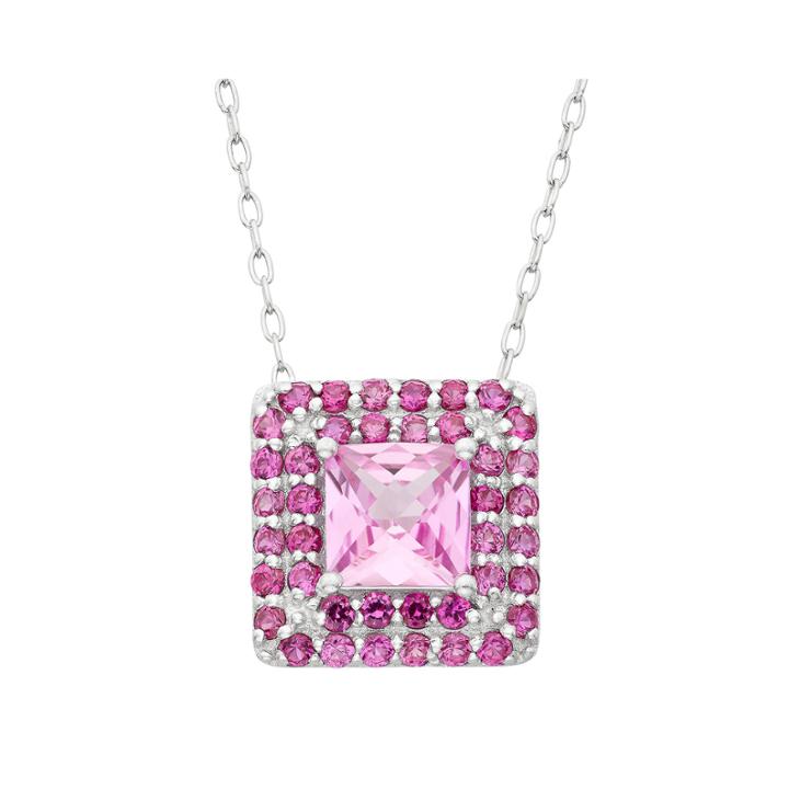 Lab Created Pink Sapphire & Lab Created White Sapphire Sterling Silver Pendant