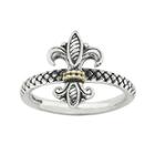 Personally Stackable Fleur-de-lis Two-tone Ring