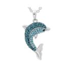 Crystal Dolphin Sterling Silver Pendant Necklace