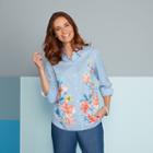 Alfred Dunner Sun City Long Sleeve Collar Neck Woven Blouse