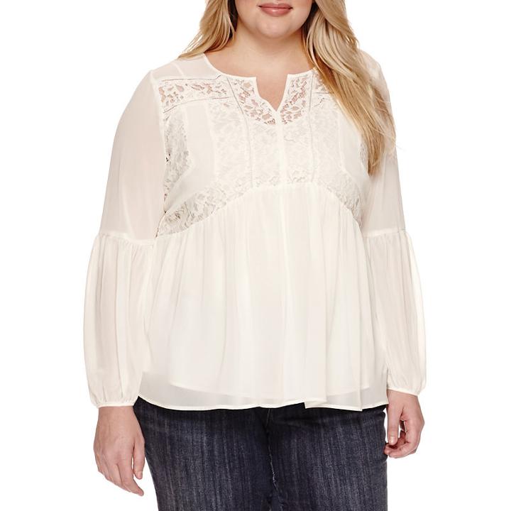 Stylus Long Sleeve Peasant Top-plus