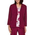 Alfred Dunner Veneto Valley 3/4-sleeve Floral-print Layered Sweater