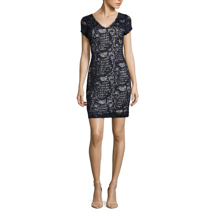 Blu Sage Short Sleeve Sheath Dress-petites