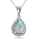 Dazzling Designs&trade; Simulated Opal And Cubic Zirconia Teardrop Pendant Necklace