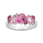 Simulated Amethyst, Pink Sapphire And Ruby Sterling Silver Cluster Ring
