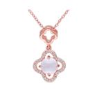 Genuine Pink Quartz And White Topaz Necklace