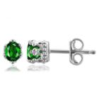 Green Chrome Diopside Sterling Silver 4.1mm Stud Earrings