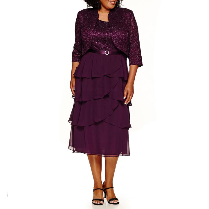 R & M Richards 3/4 Sleeve Jacket Dress