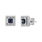 1/2 Ct. T.w. White And Color-enhanced Blue Diamond Square Earrings