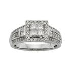 1 Ct. T.w. Diamond 10k White Gold Quad Princess Bridal Ring