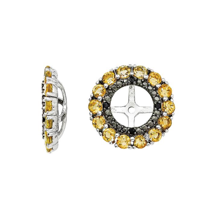 Genuine Citrine & Lab-created Black Sapphire Sterling Silver Earring Jackets