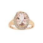 Oval Genuine Morganite And 1/7 Ct. T.w. Diamond 14k Rose Gold Ring
