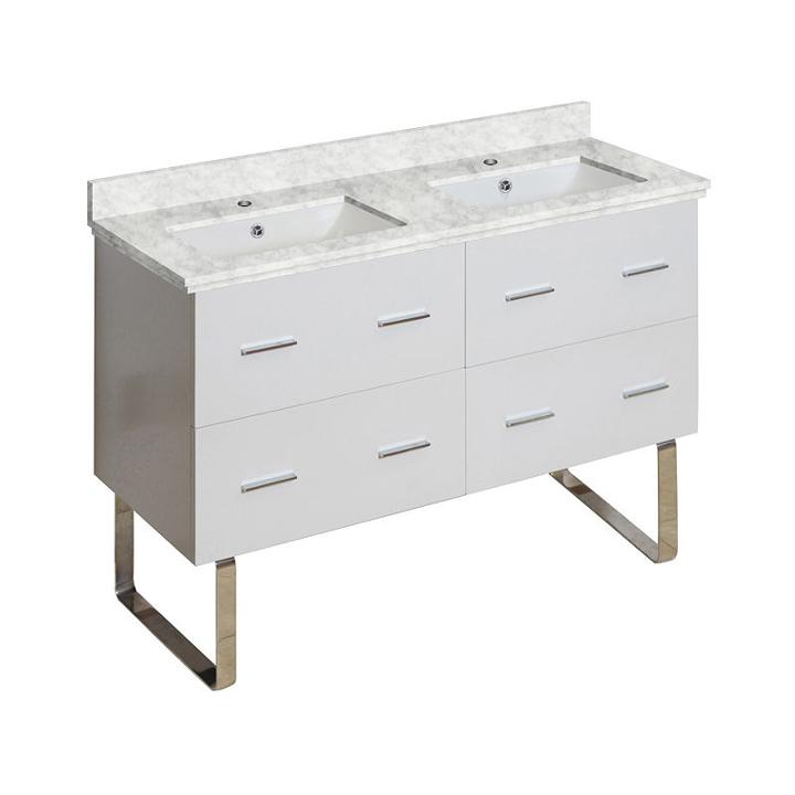 47.5-in. W Floor Mount White Vanity Set For 1 Holedrilling Bianca Carara Top White Um Sink