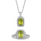 Genuine Peridot And Lab-created White Sapphire Pendant Necklace And Ring Set