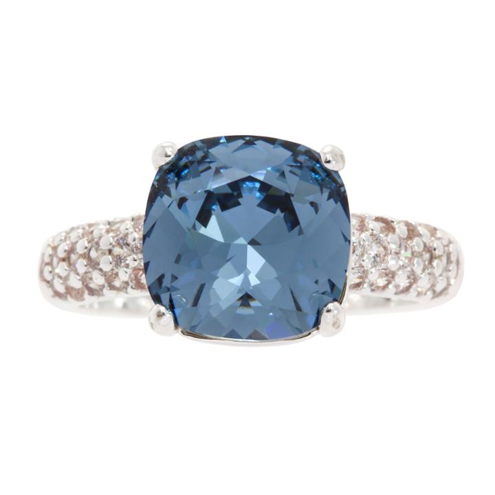 Sparkle Allure Womens Blue Silver Over Brass Cocktail Ring