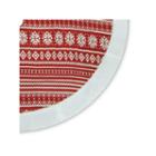 48 Red And White Knitted Snowflake Christmas Tree Skirt With Faux Fur Trim