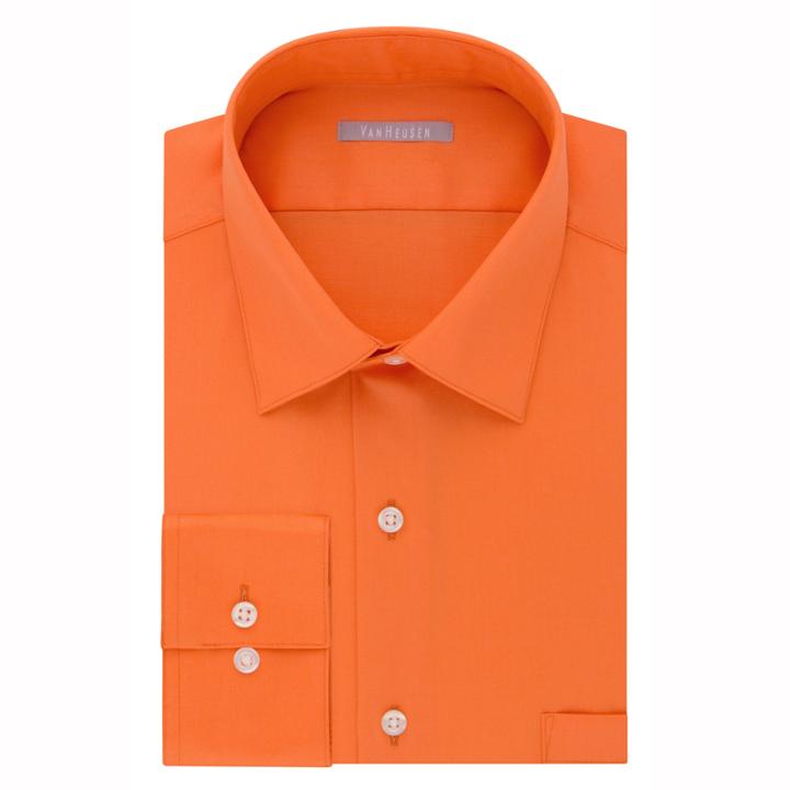 Van Heusen No-iron Lux Sateen Long Sleeve Sateen Dress Shirt - Fitted