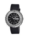 Simplify Womens The 2100 Silver With Black Dial Leather-band Watch With Day & Date Sim2102