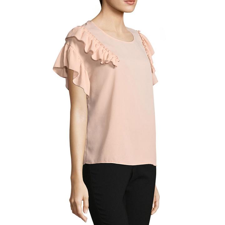 Libby Edelman Short Sleeve Ruffle Top
