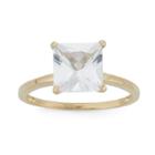 Womens White Sapphire 10k Gold Solitaire Ring