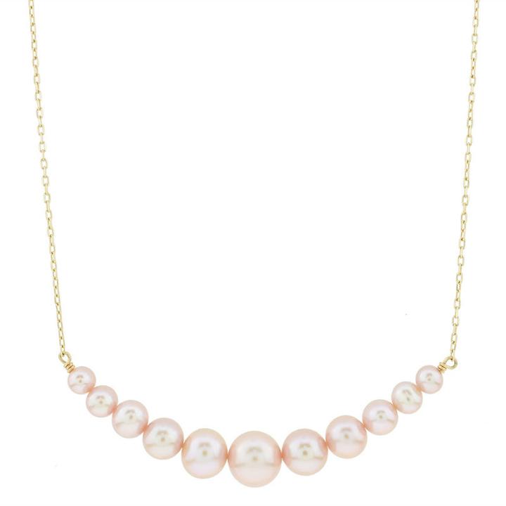 Womens Pink Pearl 14k Gold Pendant Necklace